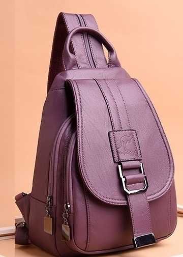 Женский кожаный модний жіночий рюкзак бананка женская сумка ранец 2в1