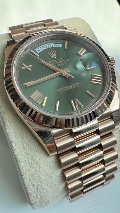 Rolex Day-Date 40 / Różowe Złoto / Oliwkowa Tarcza / 2021