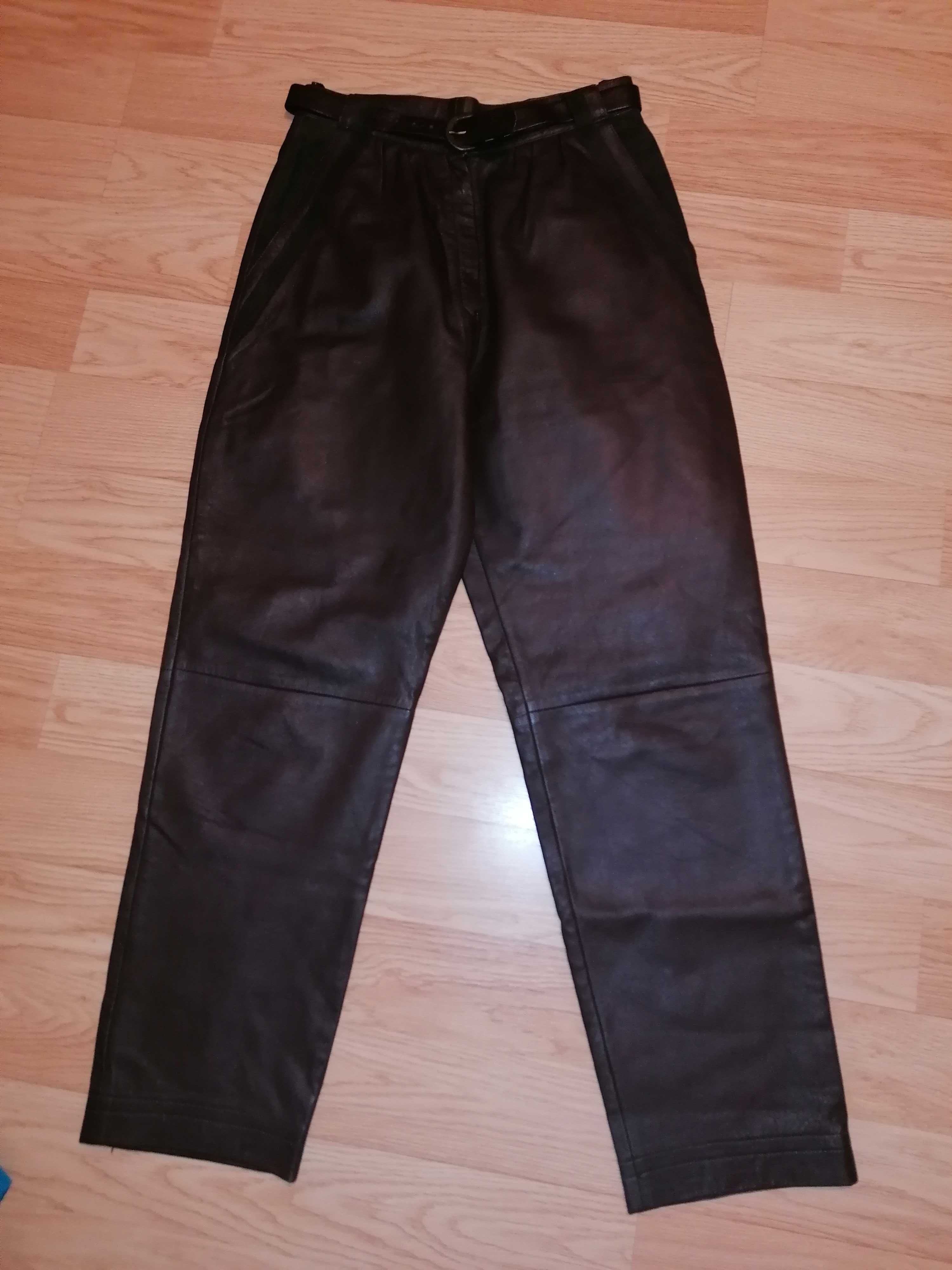 Spodnie z paskiem naturalna 100 % skóra brązowe Vintage