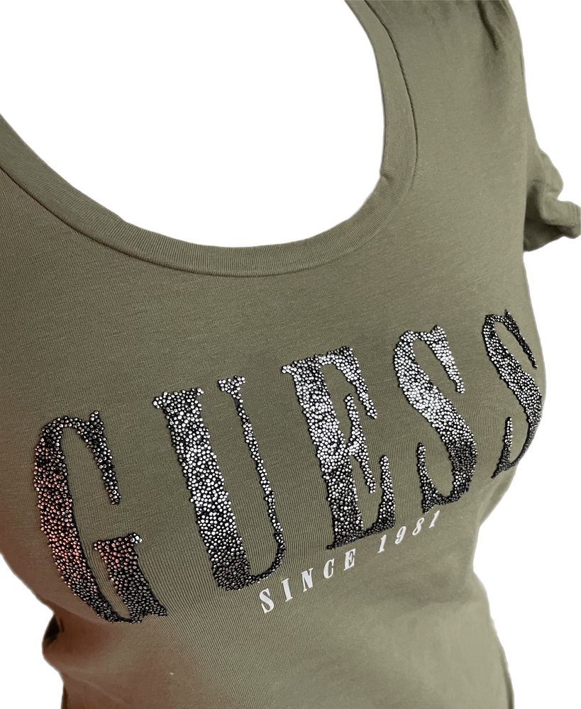 T-shirt damski Guess M 38 aplikacja khaki