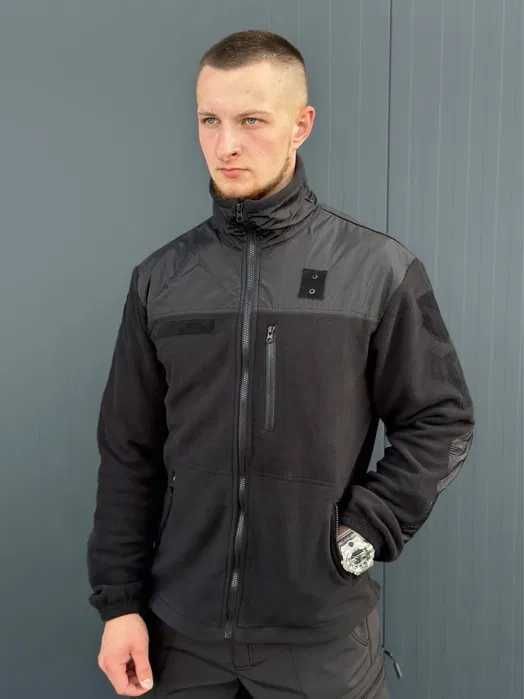 Військова чорна фліска ЗСУ тактична чорна флісова кофта 46-60р