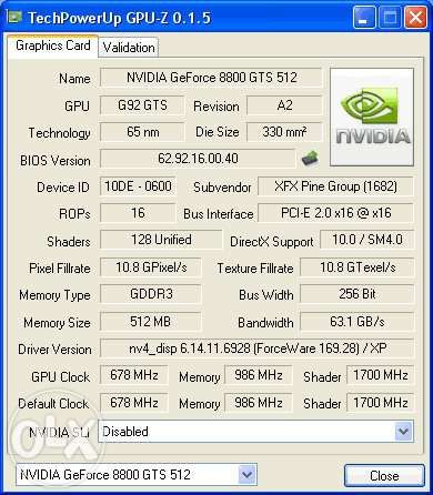 Geforce 8800 gts 512 mb
