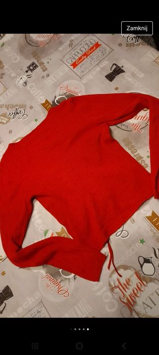 Sweterek cienki z ścigaczem w prążki po środku rozmiar L