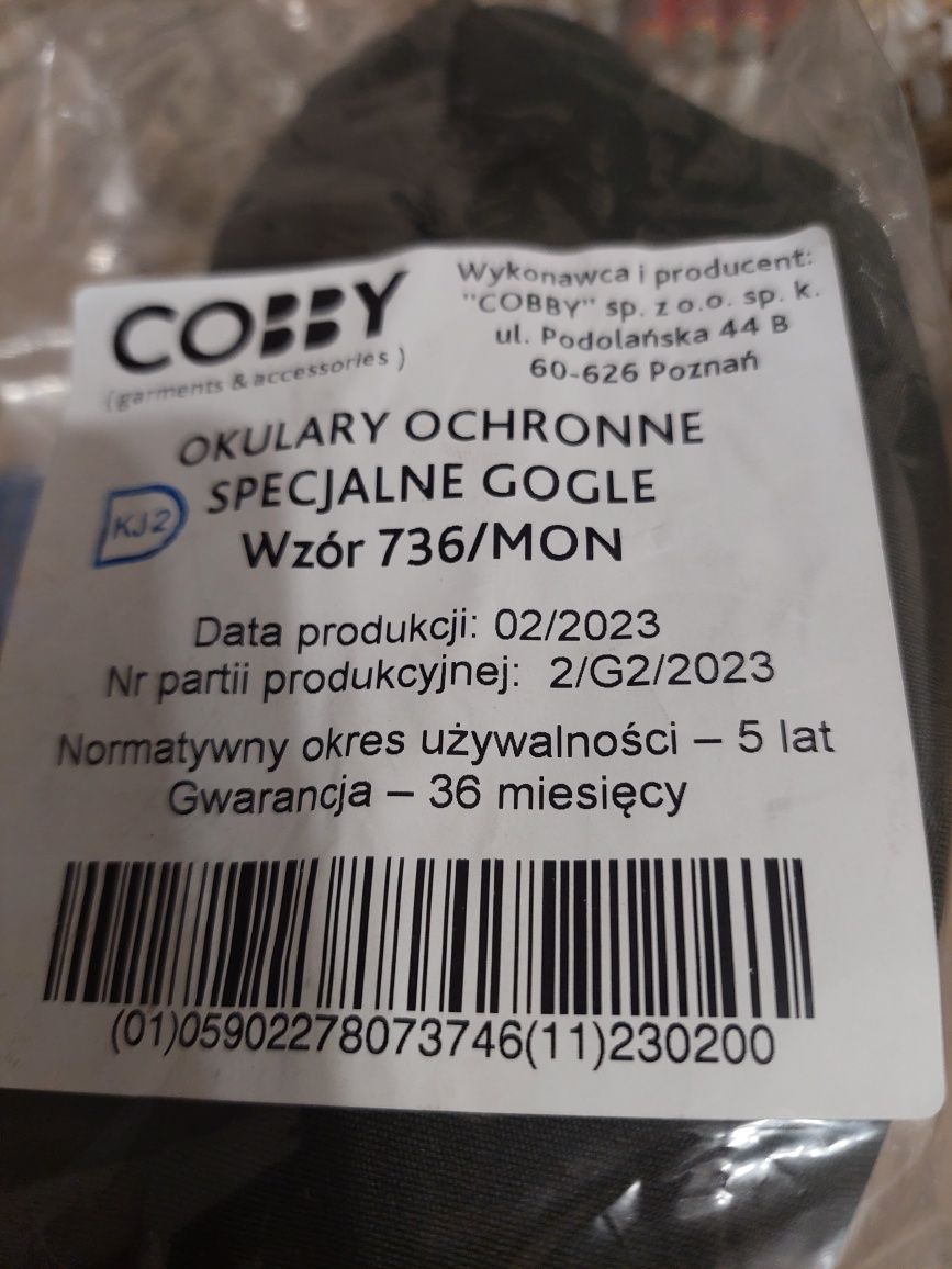 Okulary ochronne specjalne wzór 736/MON