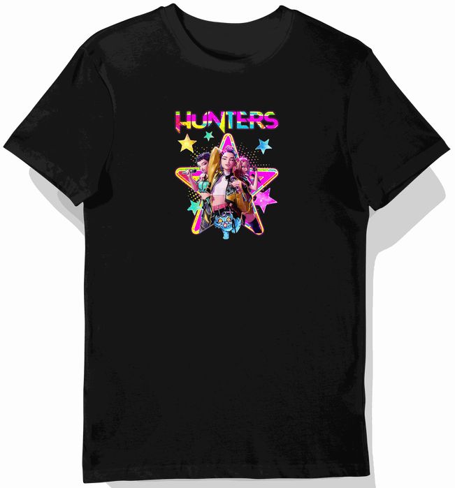 Koszulka dziecięca czarna, hunters, postacie, gwiazdy 140
