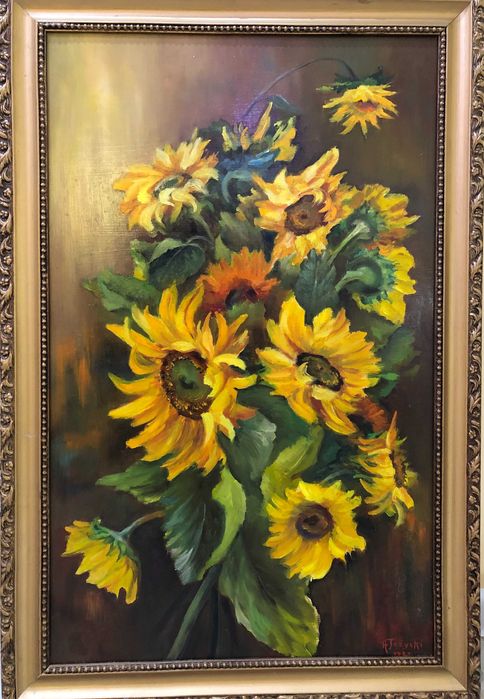 Obraz - Słoneczniki 60x90 Jeżycki w pięknej ramie