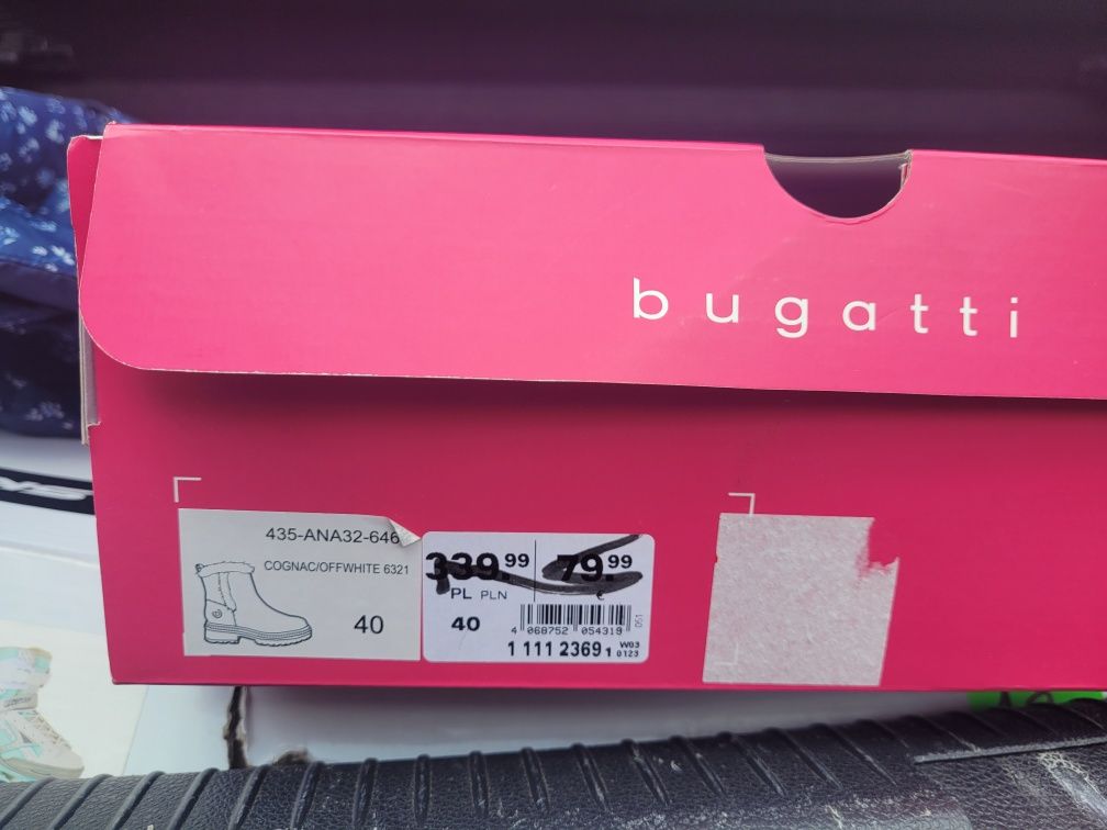 Buty bugatti rozmiar 40 botki zimowe camel