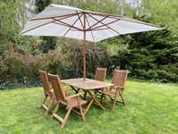 Zestaw mebli ogrodowych stół 150x90cm z krzesłami parasol Mokotów