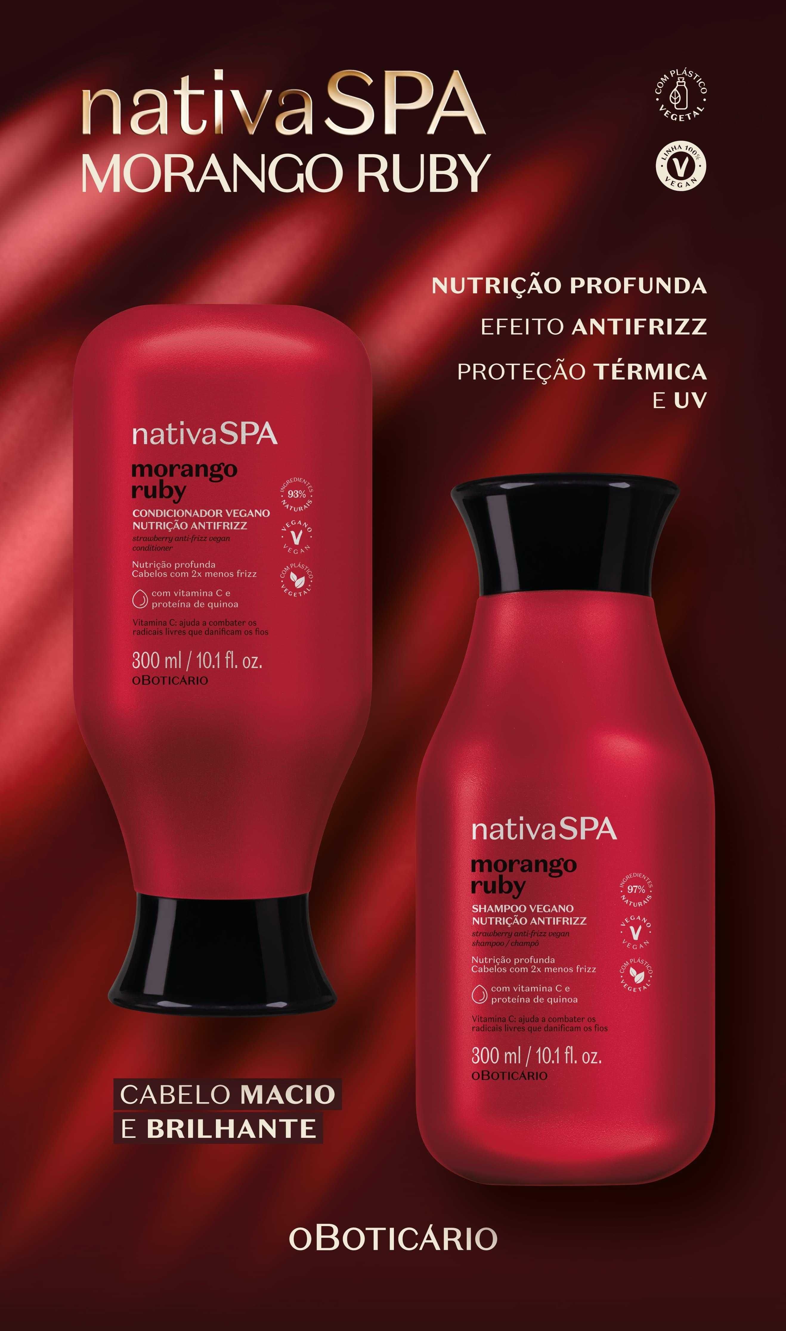 Nativa Spa Shampoo Morango Ruby, Condicionador Morango Ruby,