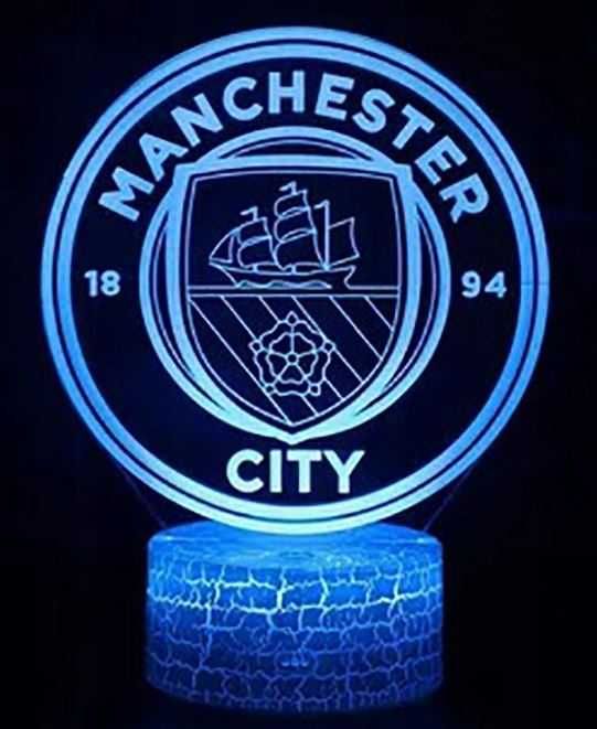 Lampka Nocna Dla Dzieci Manchester City 3D LED + Pilot