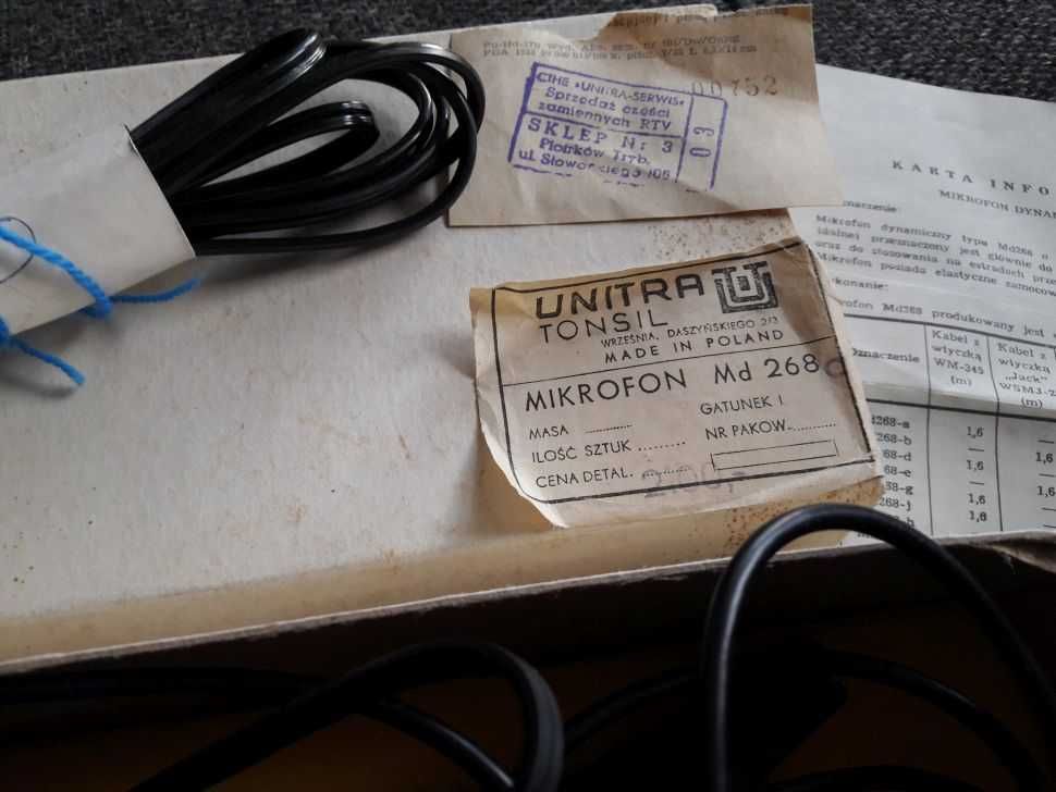 Mikrofon Unitra Tonsil Md268 pudełko instrukcje