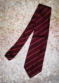 Satynowy krawat bordowy w paski Gentiluomo (3)