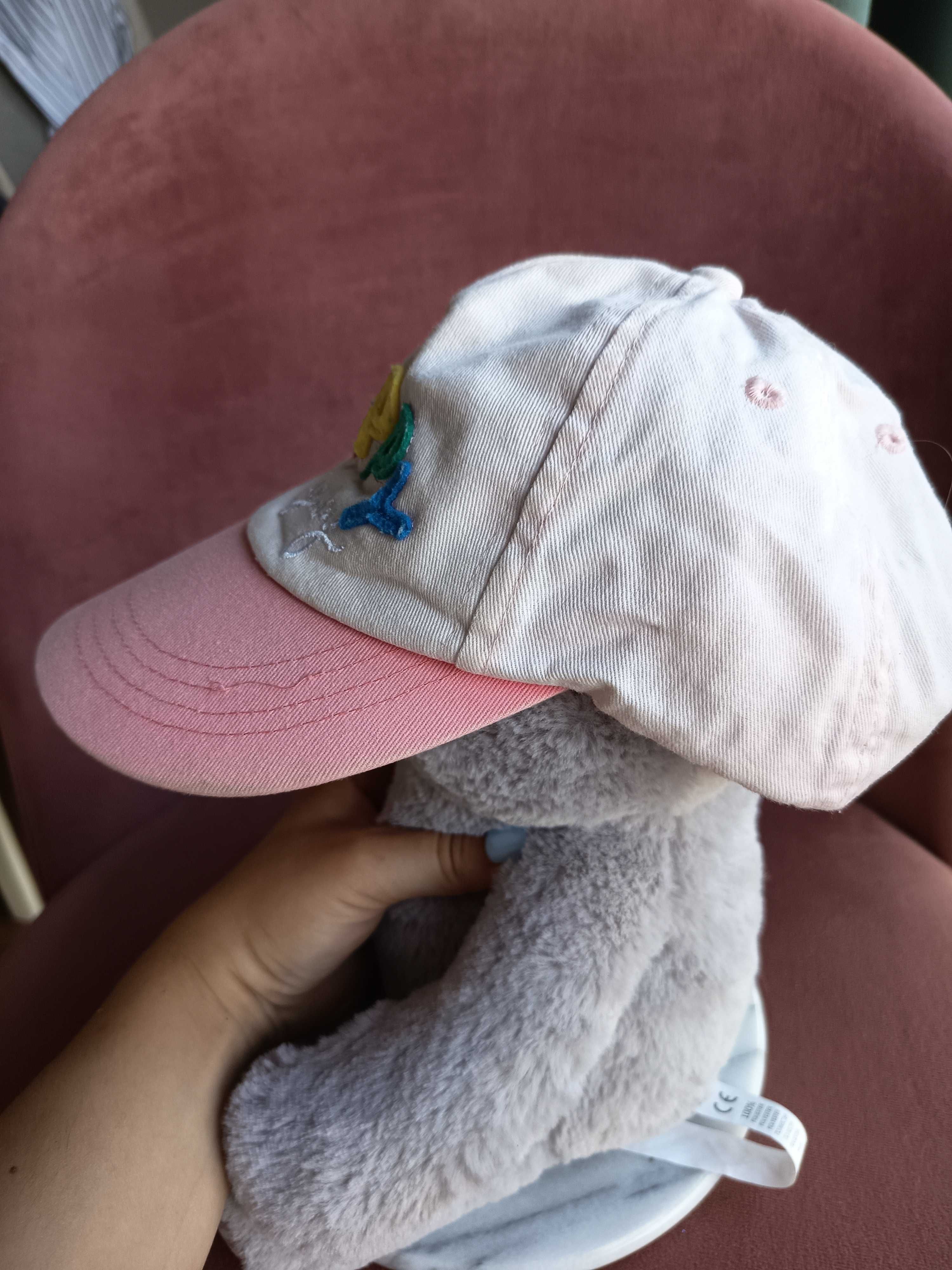 H&M różowa czapka z napisem Happy 1-2 lata