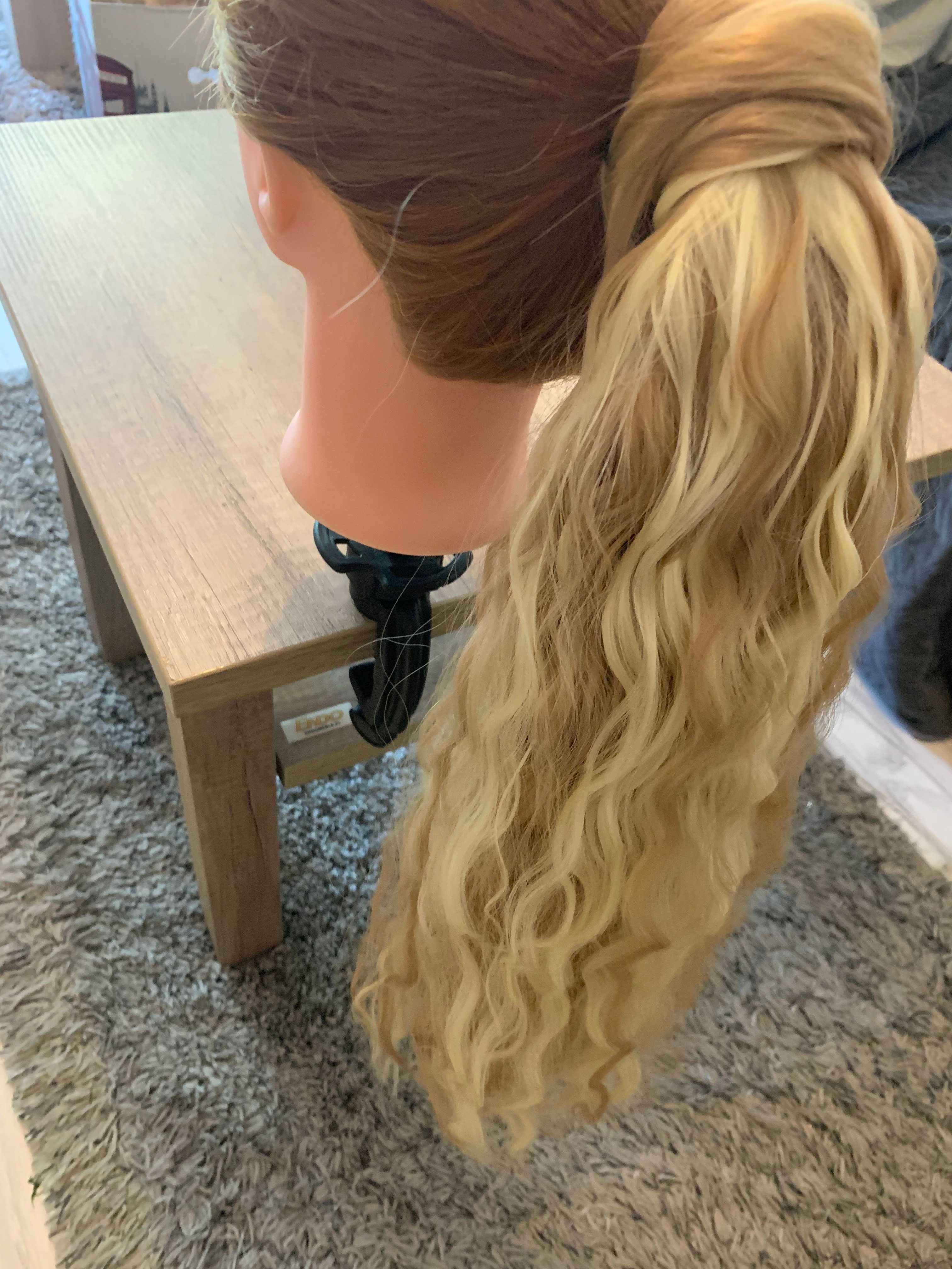 Doczepiany kucyk falistymi ciemny jasny blond kręcony długi 60 cm
