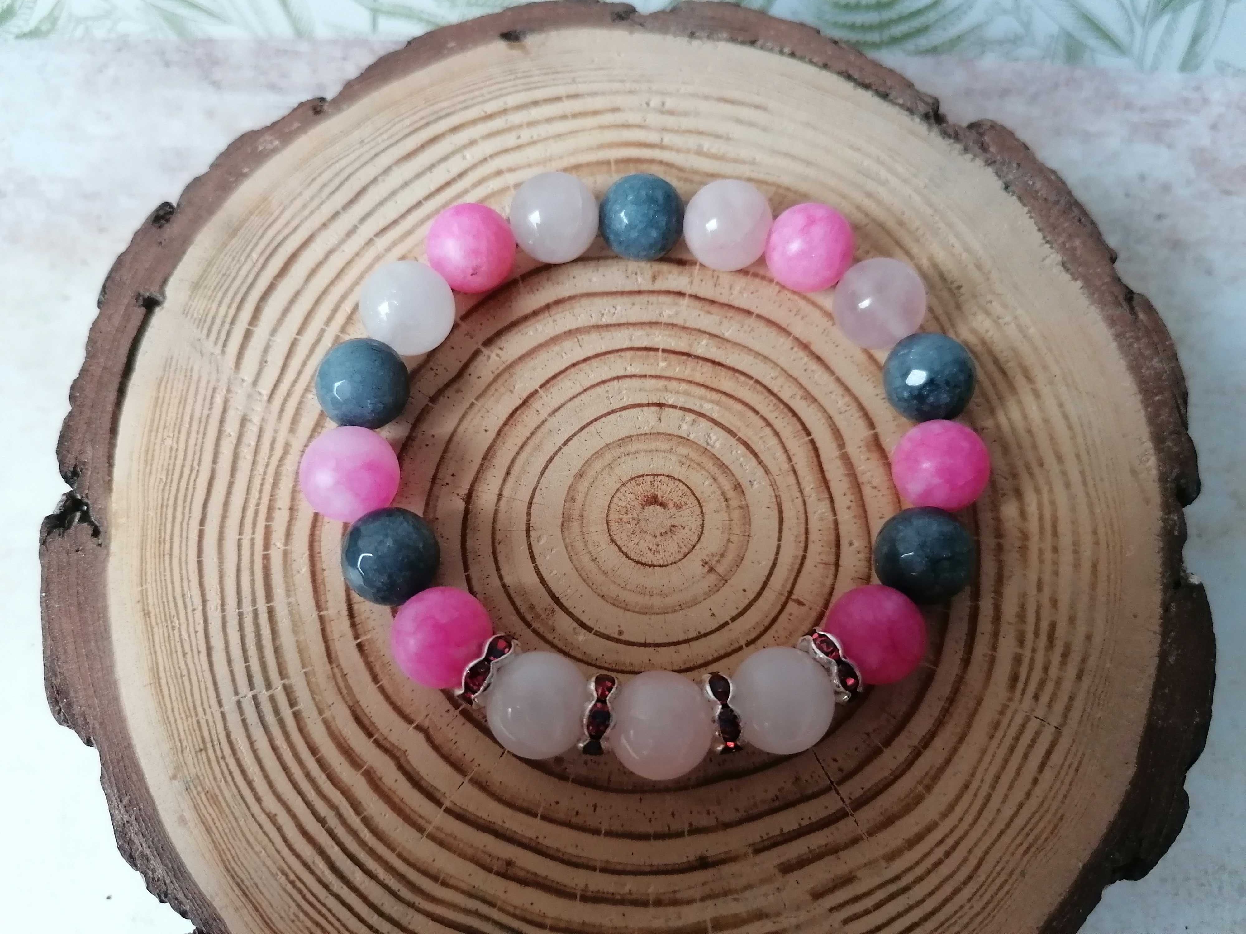 Handmade Bransoletka kamienie naturalne JADEIT_KWARC