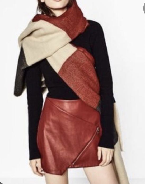 Мини юбка из эко кожи zara