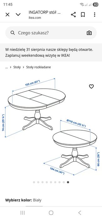 INGATORP stół rozkładany