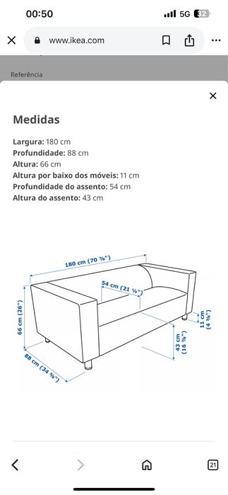 Sofá 2 lugares Ikea modelo Klippan