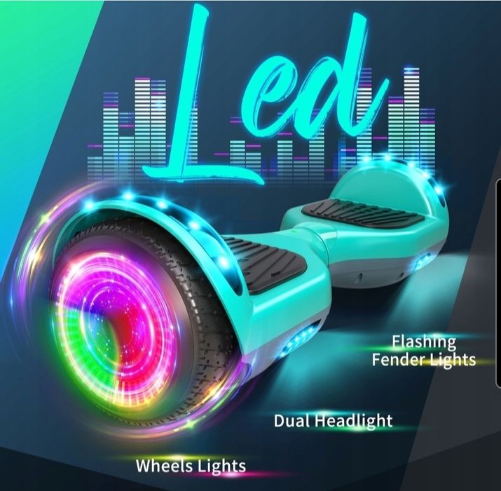 Deskorolka elektryczna 6.5” hoverboard 10KM Bluetooth dla dzieci-Zielo