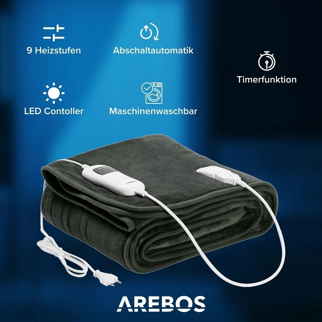 Koc elektryczny Arebos szary 180x200