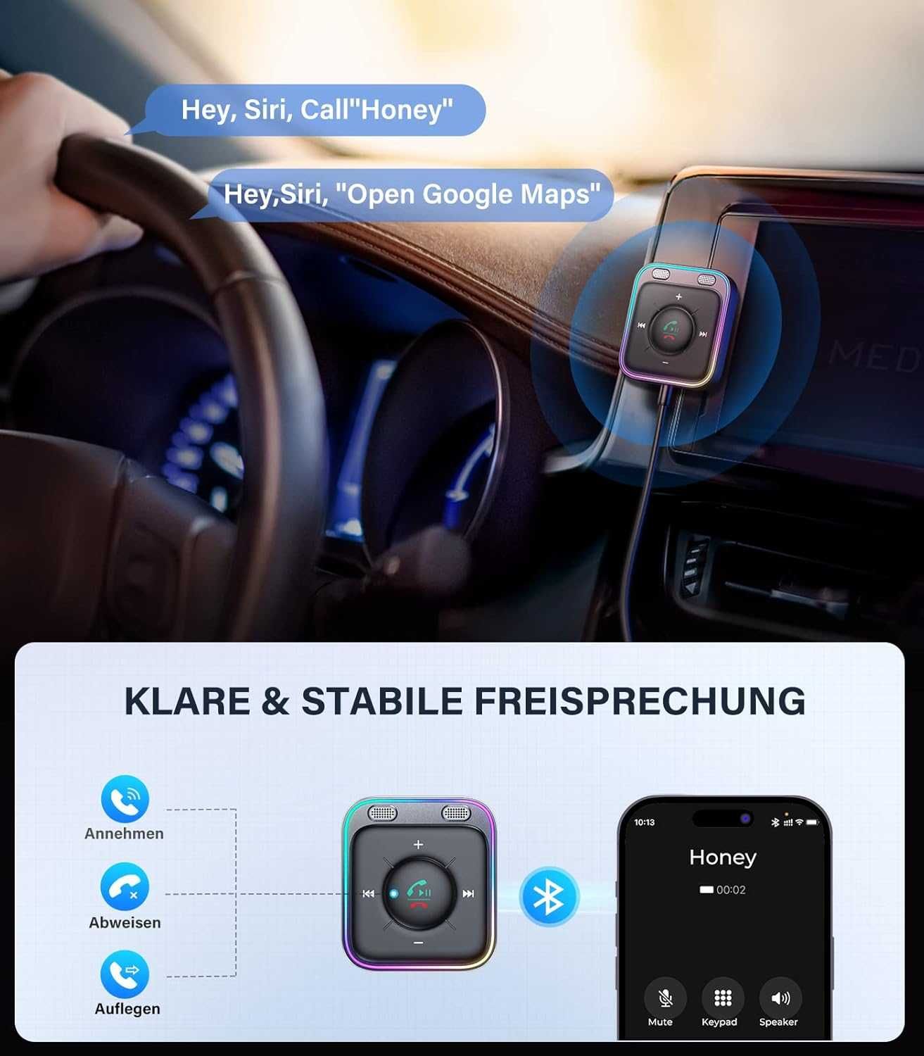 Aux Bluetooth adapter samochodowy z zestawem głośnomówiącym [2283]