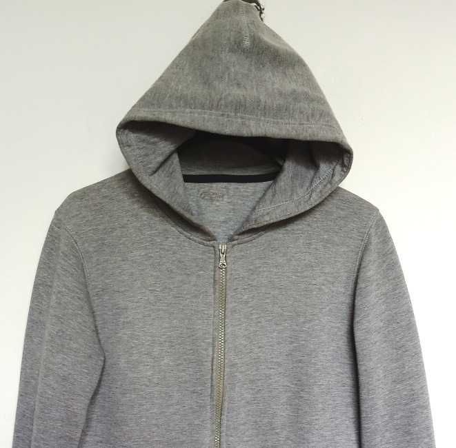 Klasyczna damska ocieplana szara bluza z kapturem S 36