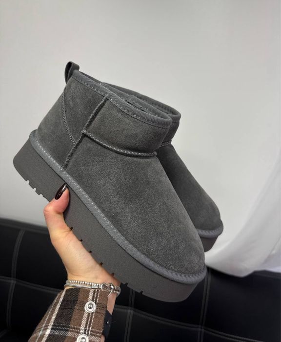 Натуральні уггі шоколад, сірі, кемел міні угги на високій підошві ugg