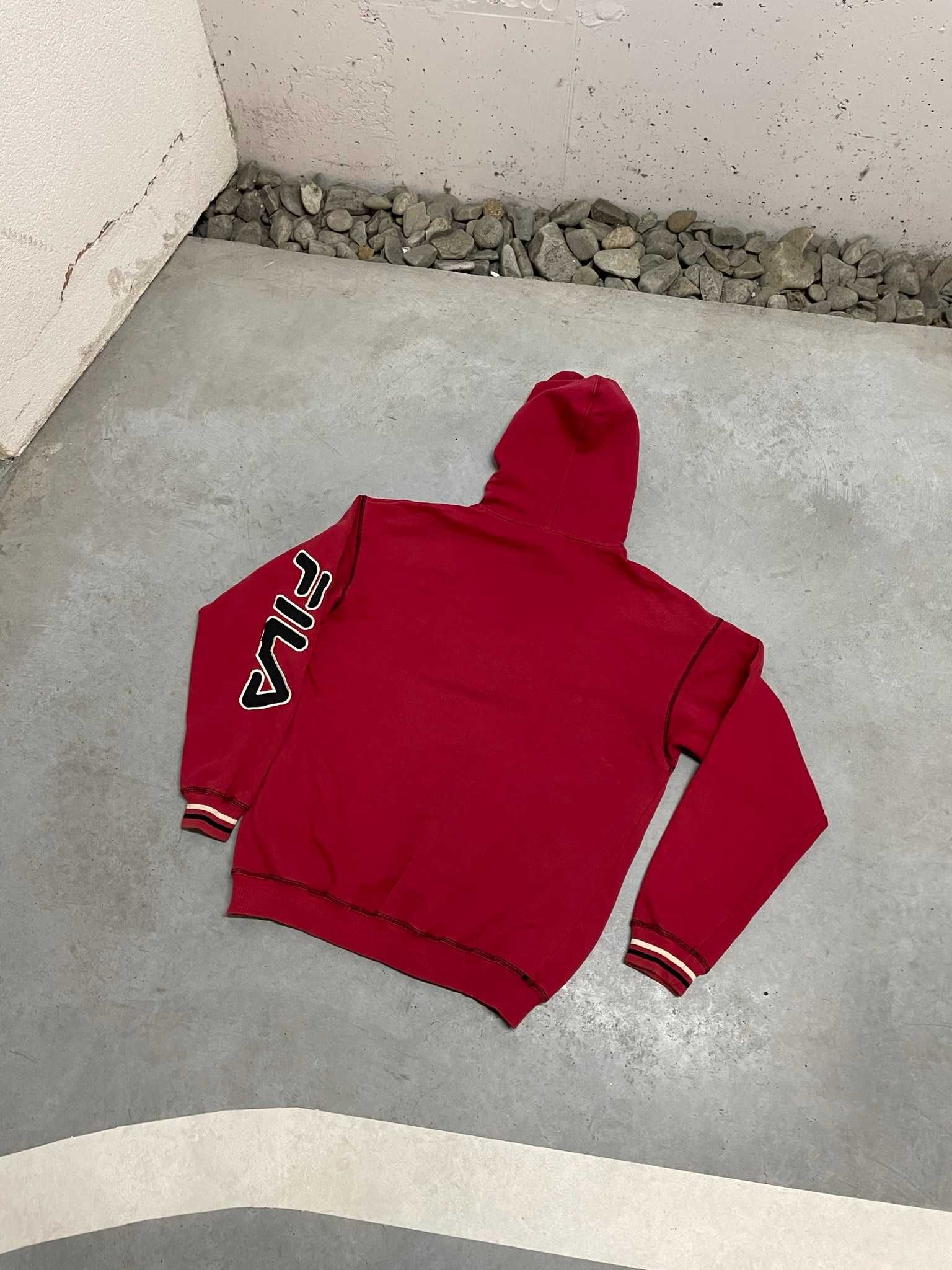 Fila hoodie bluza z kapturem z dużym nadrukiem vintage retro 90s