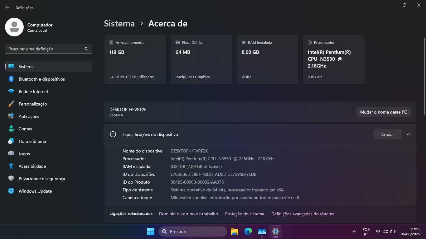 Portátil ASUS SSD + 8Gb Ram