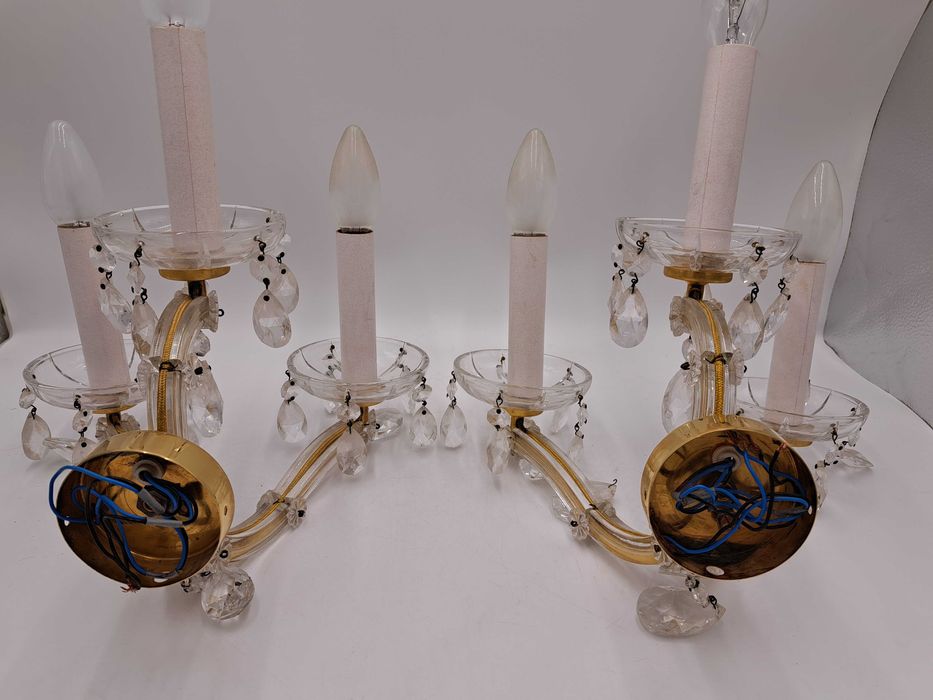 Kinkiet mosiężny kryształowy Maria Teresa 3-ramienny okrągły szyld