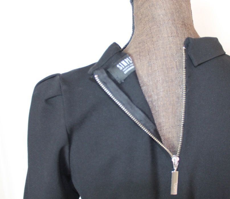 Czarna koszula SIMPLE bluzka kolnierzyk svarowki 36 s 34 xs kolnierz