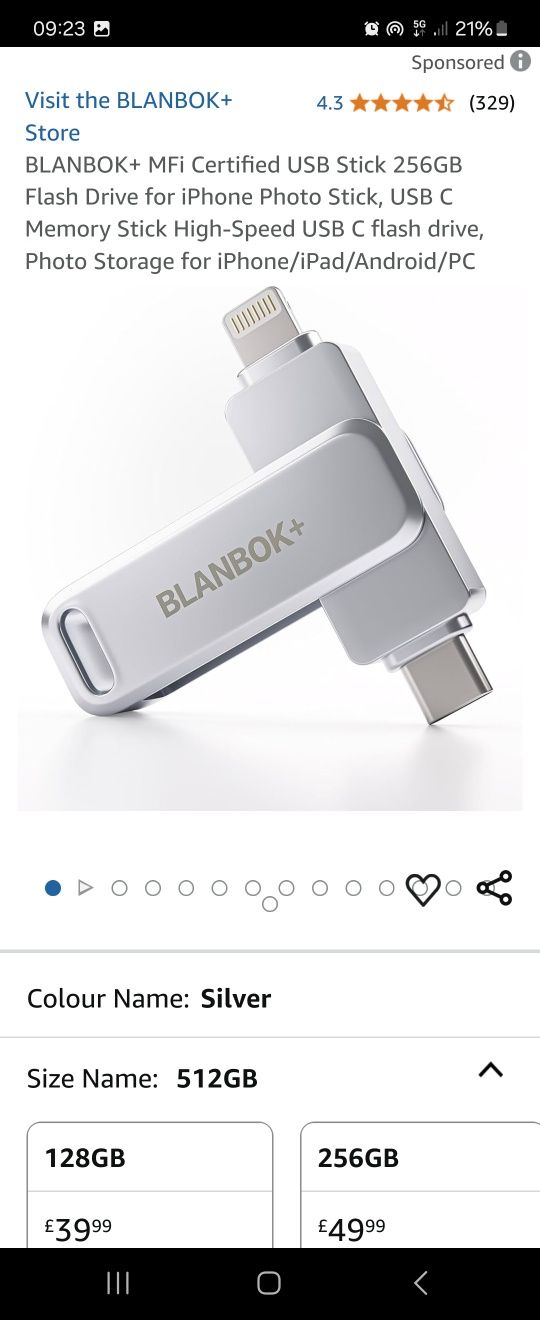 Pamięć USB z trzema interfejsami USB/Lightning/typ C 256GB