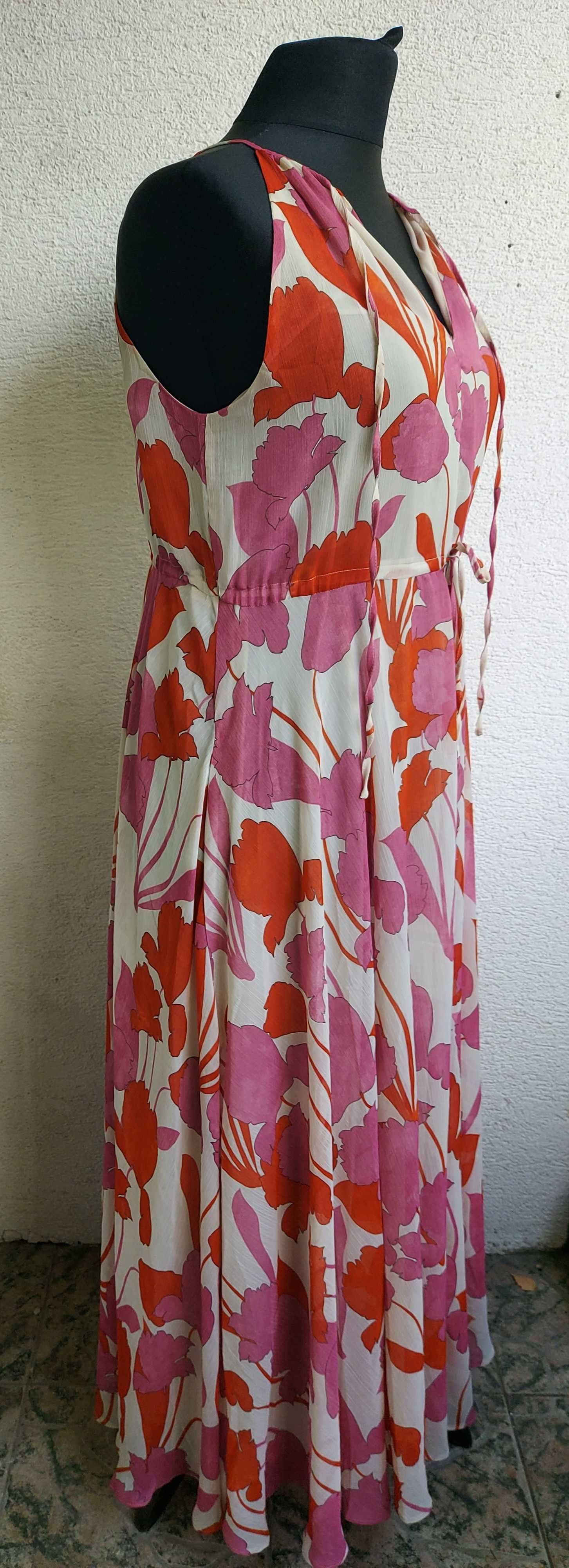 MANGO kolorowa sukienka maxi XL 42 XXL 44