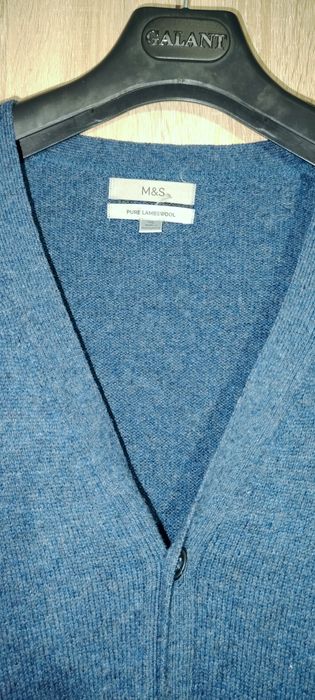 Elegancki długi kardigan oversize Marks & Spencer – XL, granatowy