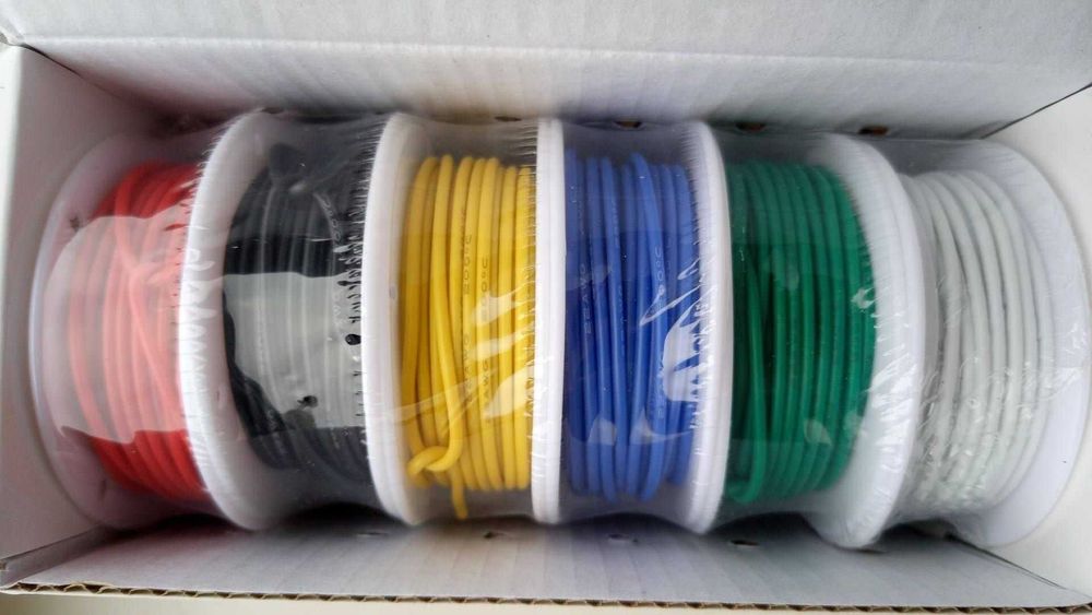 AWG24 провод 60 м силиконовый медный лужёный многожильный 5 цветов