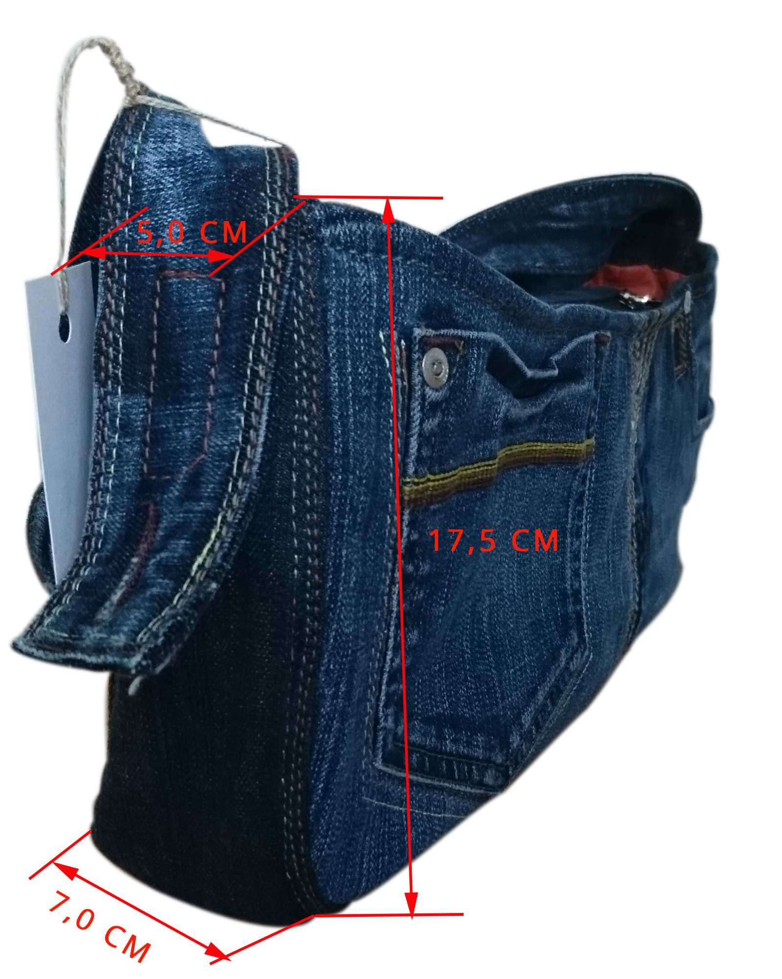 Torebka na ramię, codzienna mała, pojemna, jeans, nowa.