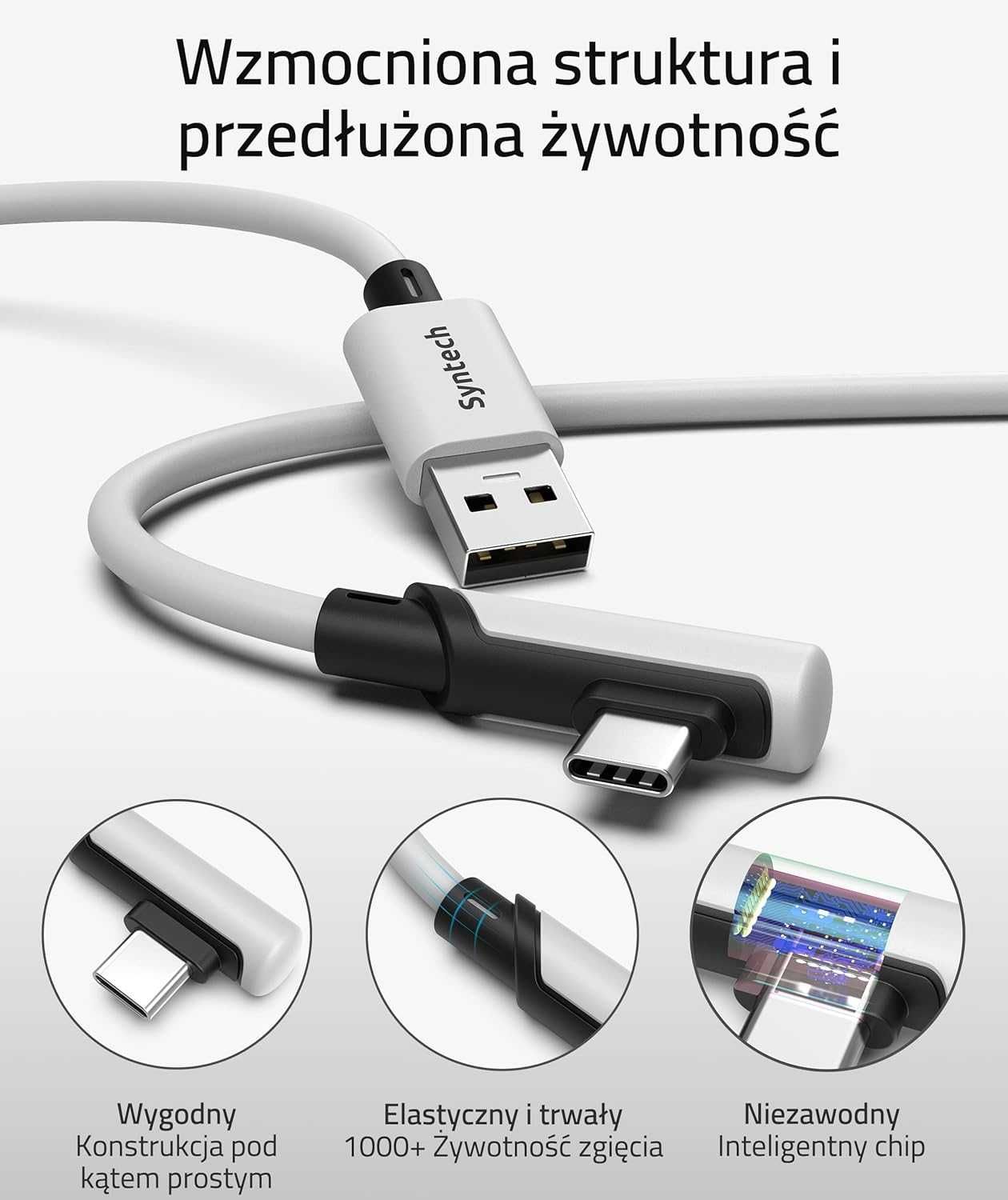 Kabel Syntech 5m USB-A USB-C kompatybilny z META QUEST 2/3/PRO/PICO 4