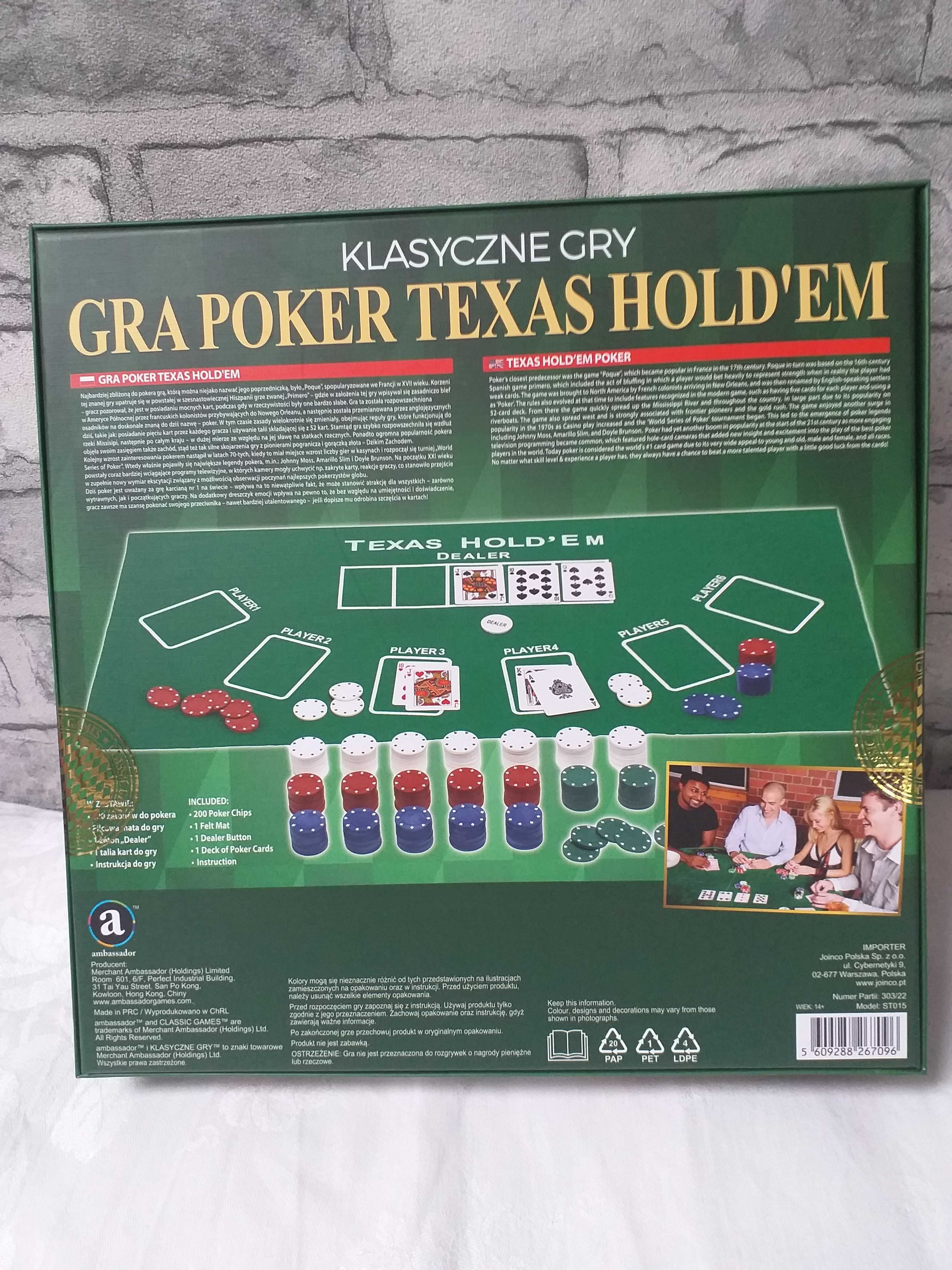 Poker gra towarzyska TEXAS HOLD'EM DEALER