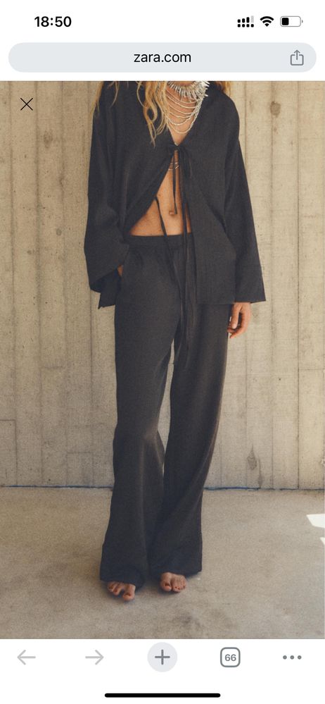 Атласні піжамні брюки Zara, сірі, S