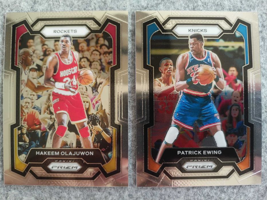 2 karty NBA 2023-24 Panini Prizm Legends Hakeem Olajuwon Patrick Ewing