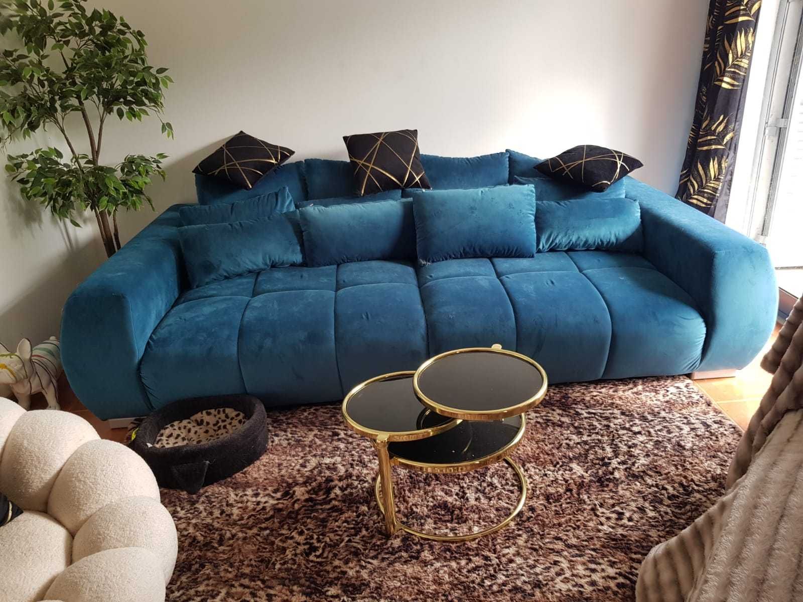 Sofa Bigsofa cor turquesa com 12 amofadas