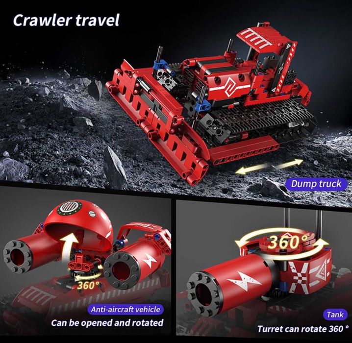 Klocki sterowany robot gąsienicowy RED 495-klocki 5w1 zamien. TECHNIC