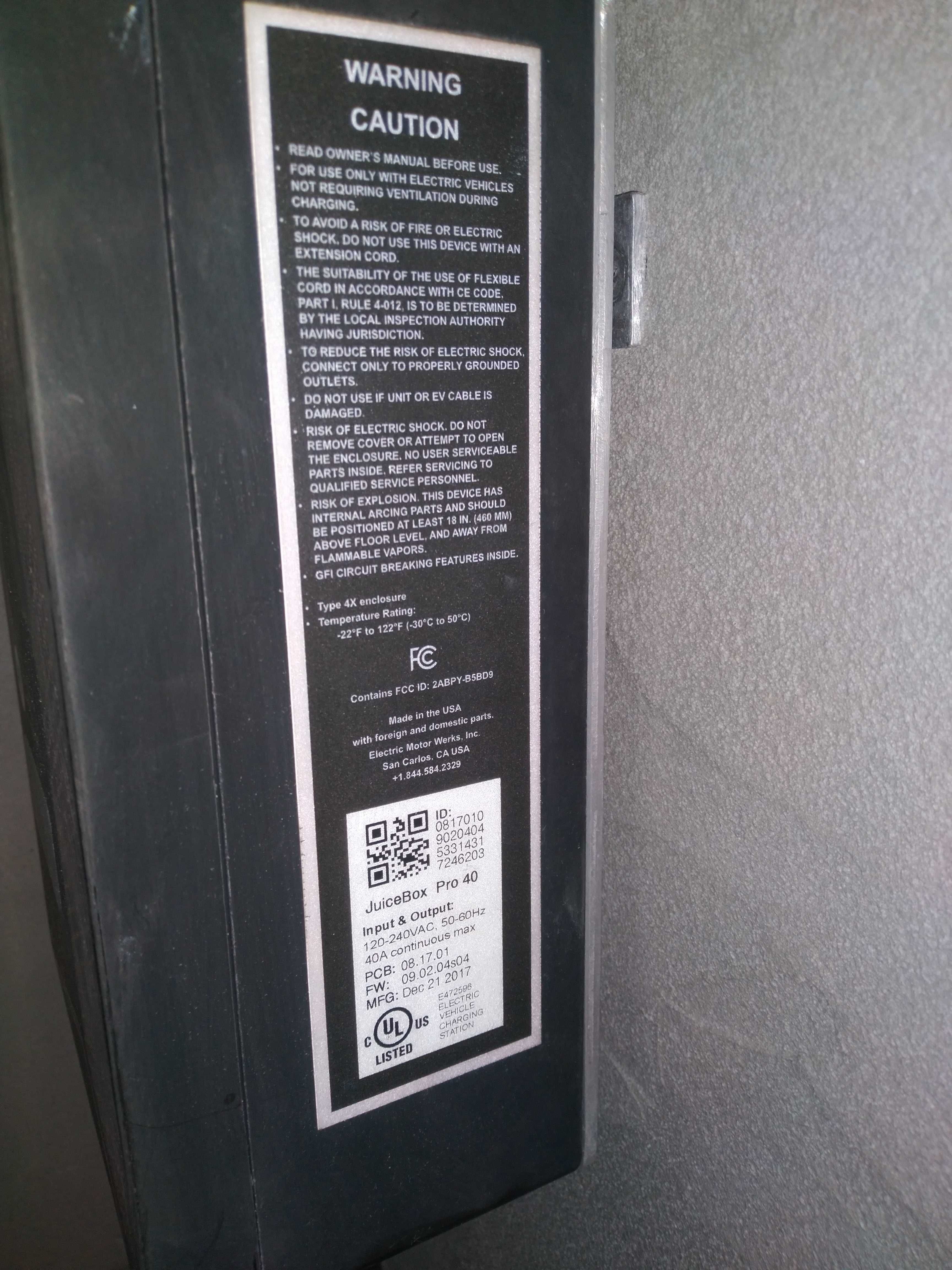 Знаменита американська зарядна станція JuiceBox Pro 40 (J1772,40А)