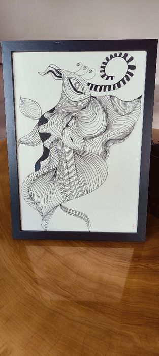 Rysunek grafika obrazek w ramce A4 ręcznie rysowane