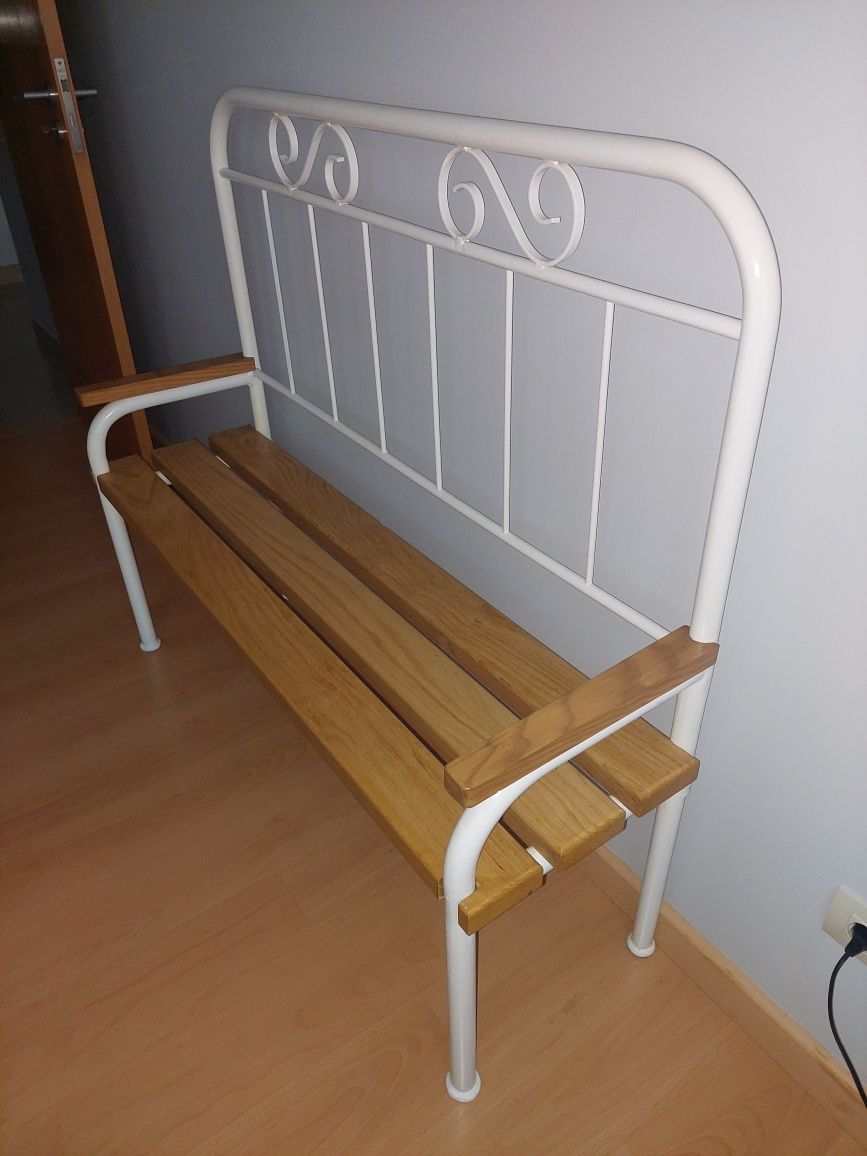 Banco vintage em ferro e madeira 125cm