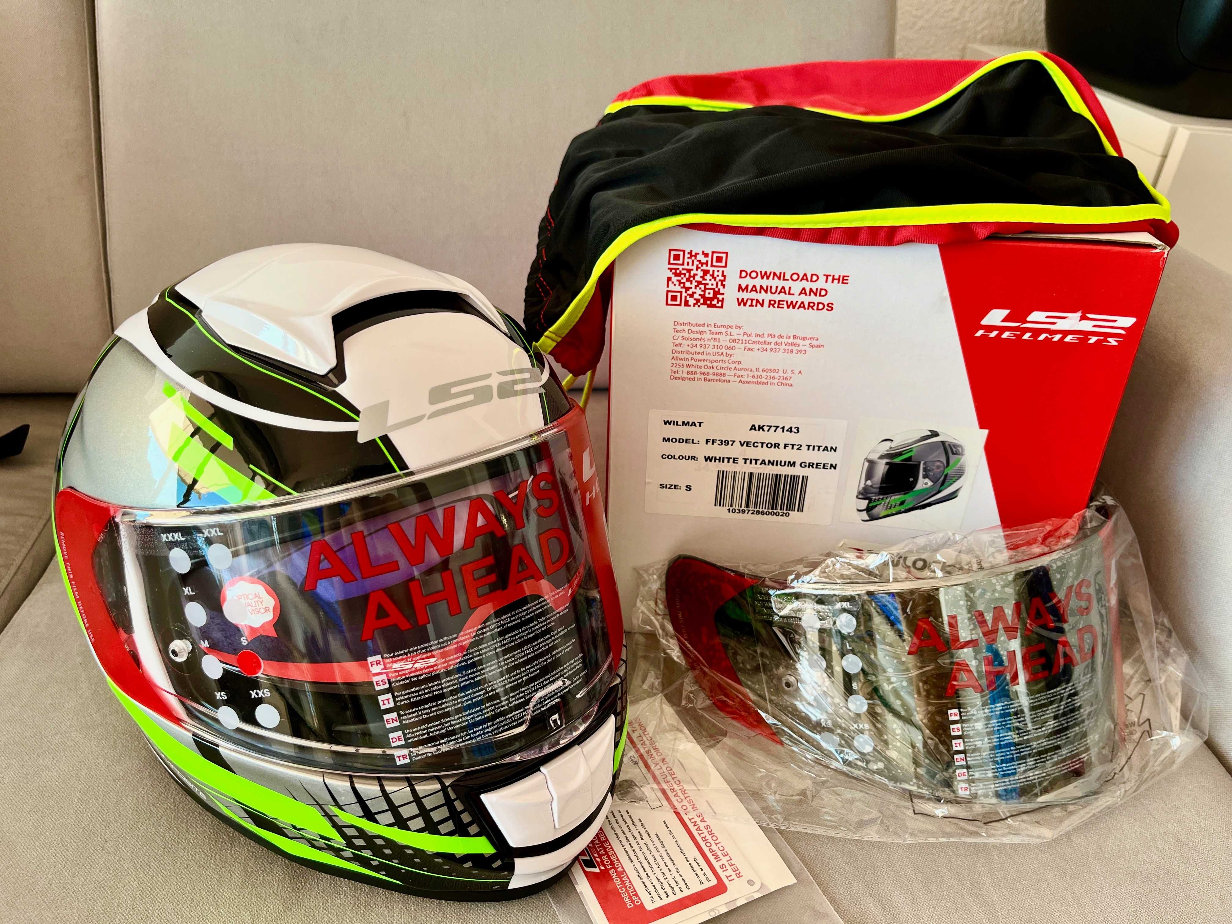 Capacete NOVO Ls2 ff397 Vector Carbono/kevlar. VISEIRA EXTRA.Tamanho S