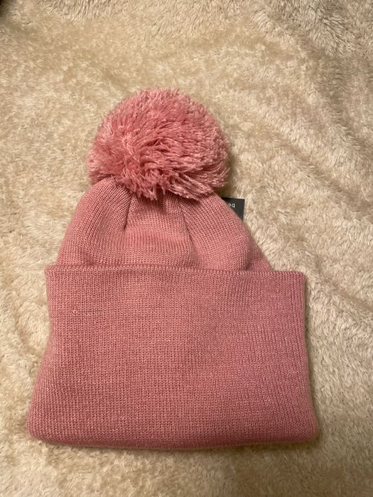 Dziecięca - dziewczęca czapka zimowa z pomponem – Pastelowy Róż