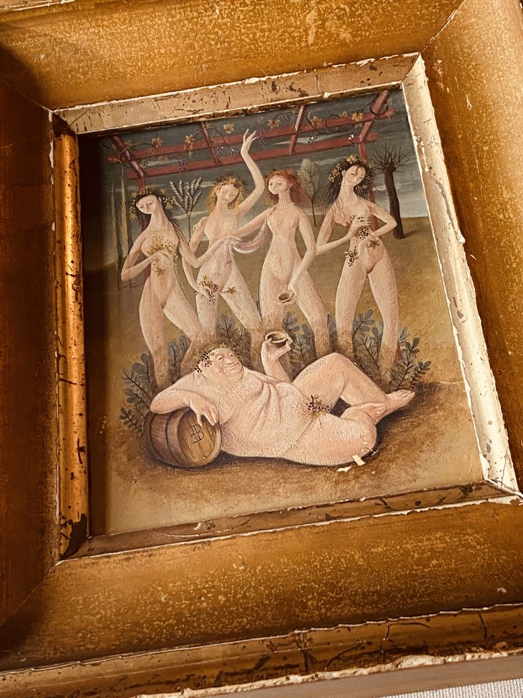 „Satyr i nimfy” Enrico Brandani gwasz ok. 1945 obraz