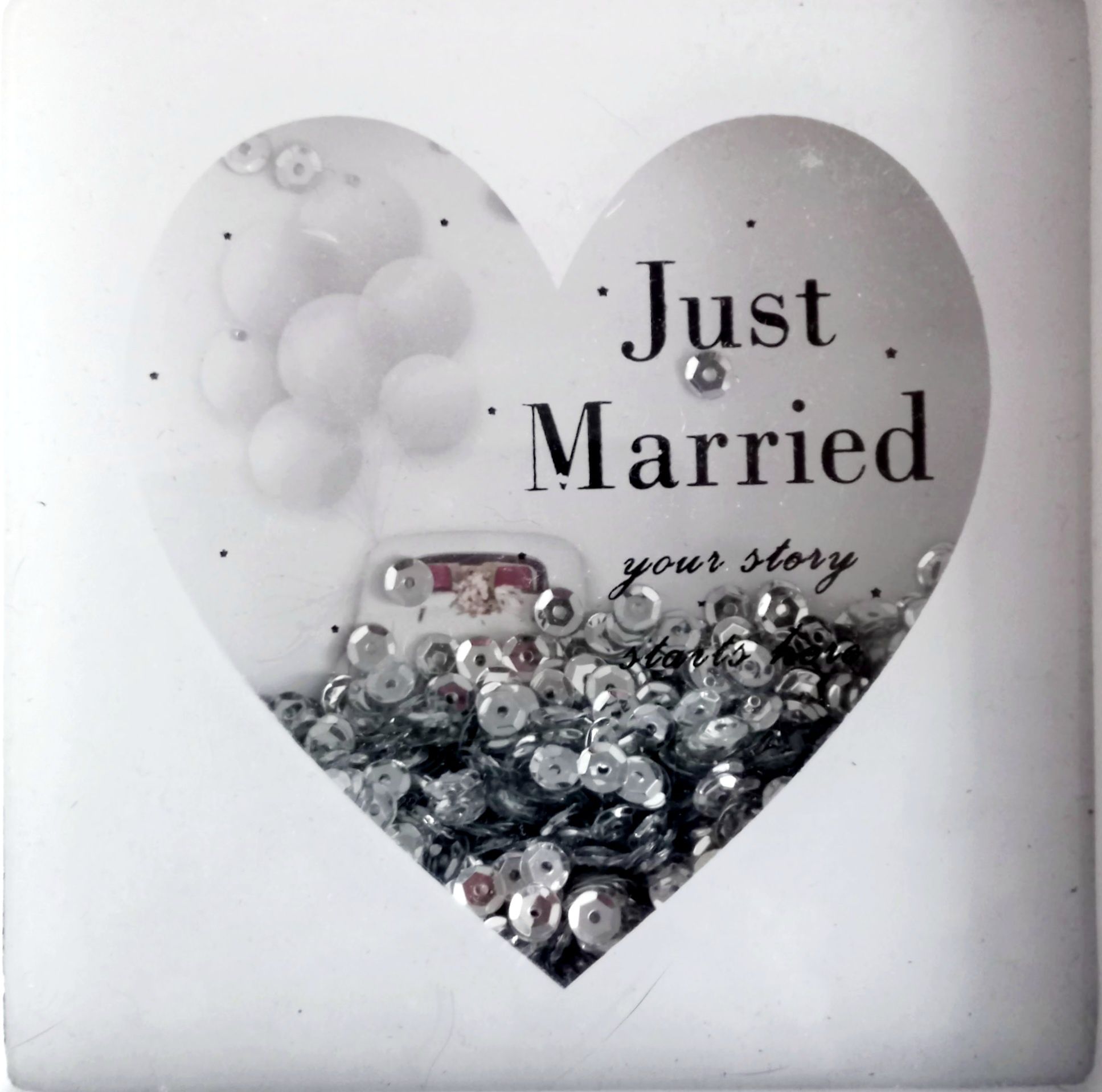 Ramka na zdjęcie pary młodej, prezent ślubny. Just Married.