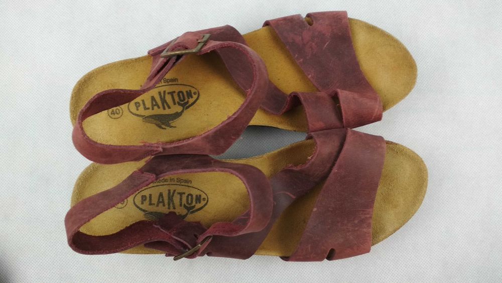 PLAKTON Sandały Na Koturnie Buty Klapki Skórzane Roz. 40